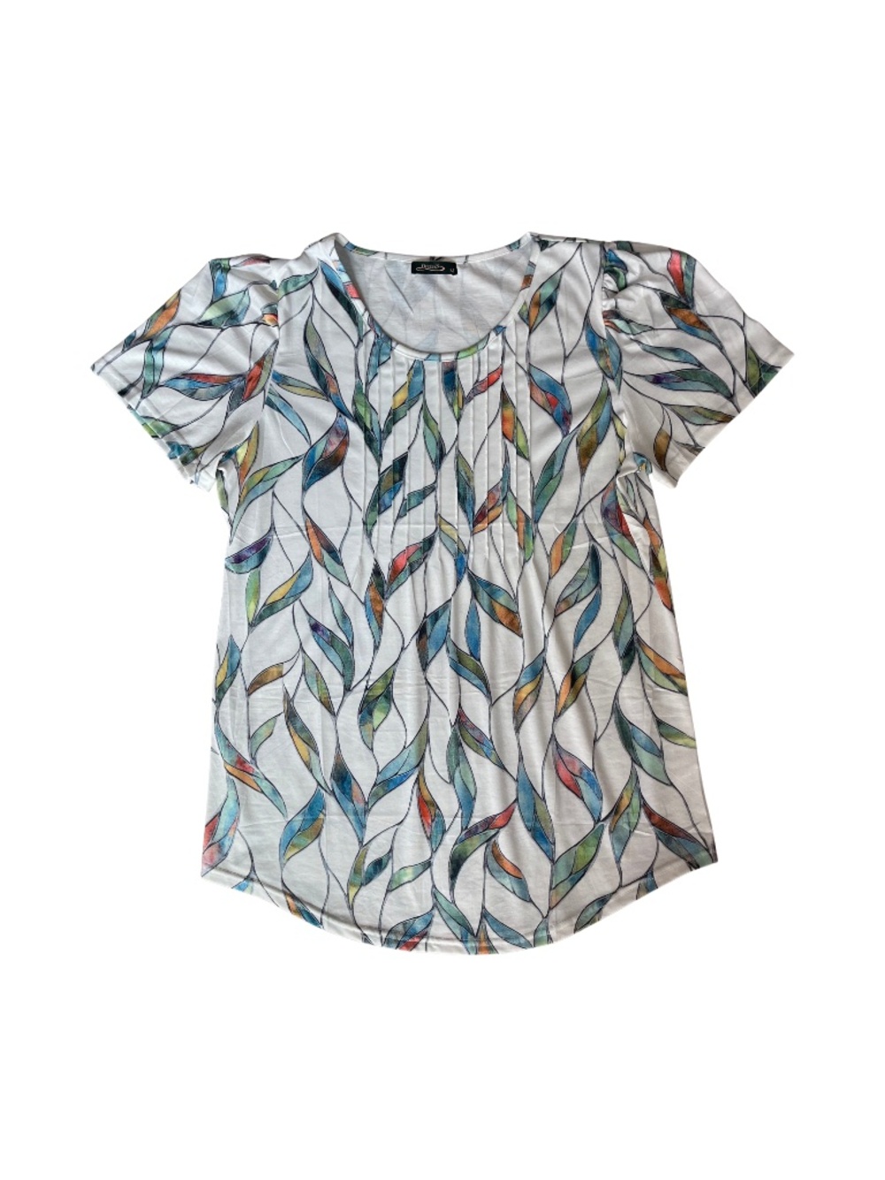 Ofeefan Women's Short Sleeve Pleated T-Shirt_Size Medium_NWOT
